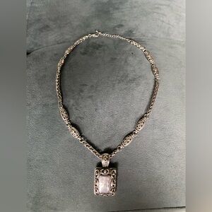 Sterling-Tone Ornate Silver Pendant Necklace - Elegant Women's Jewelry